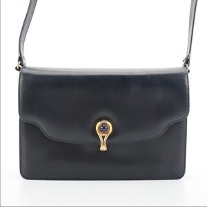 Gucci convertible clutch in smooth navy leather